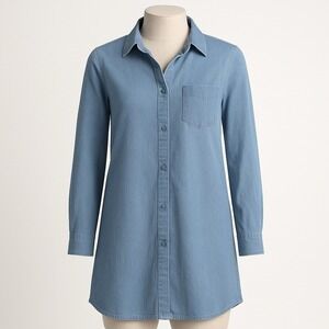 Eileen Fisher Light Blue Denim Shirt Midi Dress